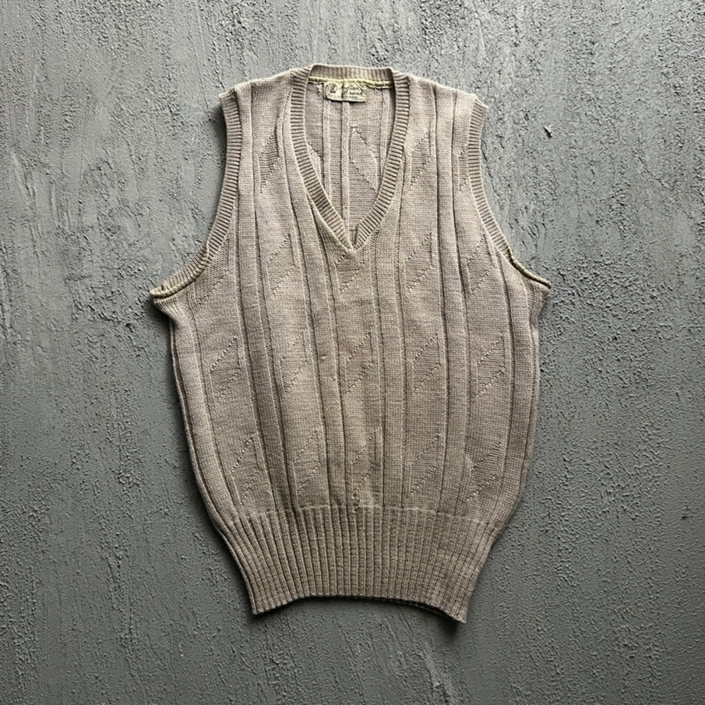 Vintage Indian Brand Sweater Vest Mens Medium Beige‎ 1930s Wool